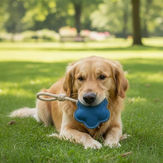 Natural Suede Leather and Rope Dog Chew Toy, Flower Shape Interactive Pet Toy for Medium to Large Dogs, Durable Design for Daily Chewing, Tug Play and Training Use