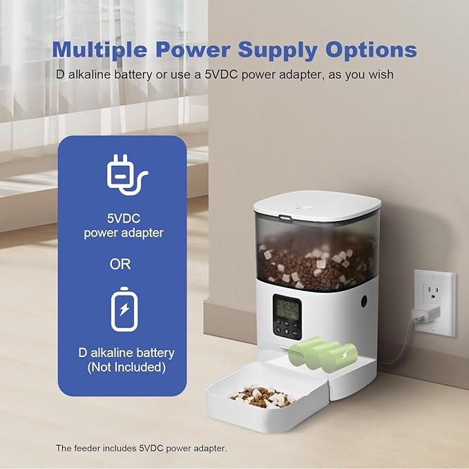 ANDOLL HOME Automatic Cat Feeder, 4L Cat Food Dispenser with 10s Voice Recorder, Pet Feeder up to 8 Meals per Day, Timed Dog Feeder with Dry Food Sealed Ring