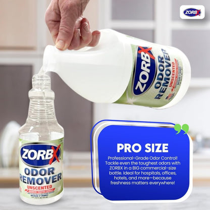 ZORBX Unscented Odor Remover Spray 64 Oz Refill, Hospital-Grade Formula - Image 5