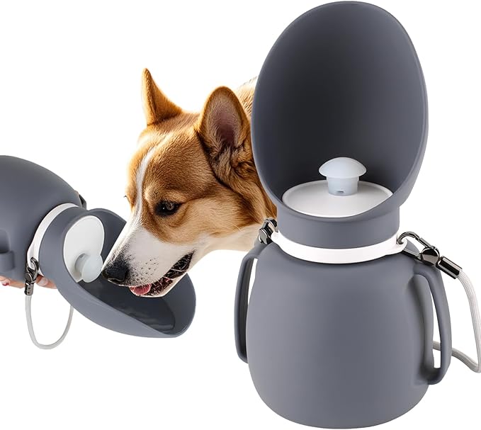 Dog Water Bottle 27 OZ Large Capacity Dog Travel Water Bottle with Drinking Trough Pet Drinking Feeder for Outdoor Walking/Hiking/Travel, Grey