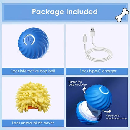 Interactive Dog Toy Ball - Automatic Moving, Bouncing, Rotating With USB Rechargeable - for Small/Medium/Large Dogs, Active Self Rolling Enrichment