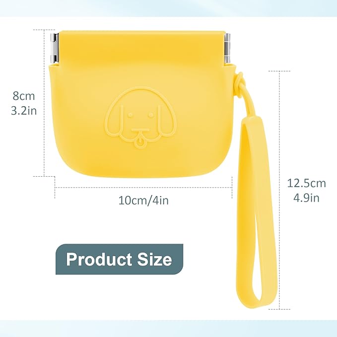 WALLFID Silicone Dog Treat Pouch Small Bag,Auto Closure,with Pet Training Clicker,Walking Bag for Dog and Cat,Pocket Size,Easy to Clean,Odorless (yellow)…
