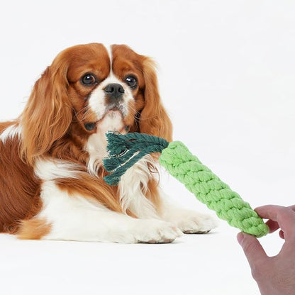 balacoo Carrot Dog Rope Toy 9.45In Interactive Pet Chew Toy for Teeth Cleaning Tug of War and Stress Relief Durable Cotton Rope Plaything
