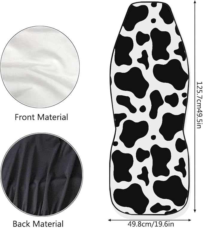 Cow Printed Car Seat Cover for Women Men, Front Bucket Covers Protector for SUV Truck Van Sedans, Black and White Breathable Car Accessories Automotive Vehicle Seat Covers