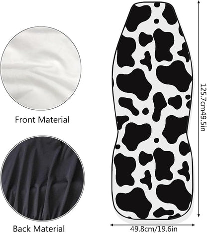 Cow Printed Car Seat Cover for Women Men, Front Bucket Covers Protector for SUV Truck Van Sedans, Black and White Breathable Car Accessories Automotive Vehicle Seat Covers