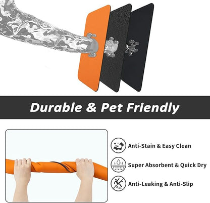 Dog Food Mat - Absorbent Cat Mat for Food and Water, No Stains Pet Feeding Bowl Mat, Easy to Clean Pet Placemats, Quick Dry Dog Water Dispenser Mat for Messy Drinkers | Orange 24"x36"