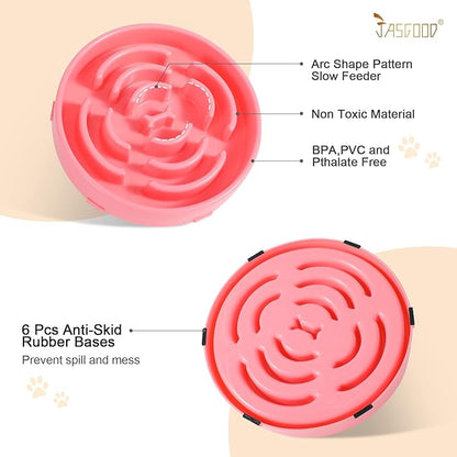 Slow Feeder Dog Bowls for Large Dogs Anti-Chocking Slower Feeder Dog Puzzle Bowl Pet Slow Eating Interactive Bloat Stop Dog Food Bowl JASGOOD,Pink,Large