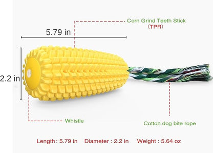 Dog Chew Toys for Aggressive Chewers,Corn Interactive Squeaky Dog Toys for Puppy Medium Breed,Tough Rubber Dental Chew Dog Toys