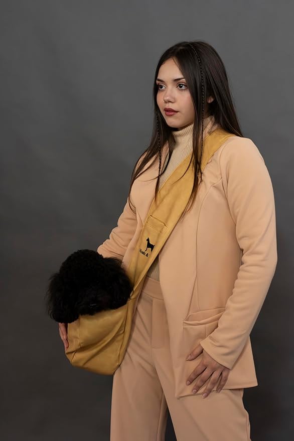 Noah & Paw Dog Sling Carrier for Small Dogs 5-18lb, Dog Sling for Small Dogs and Cats, Dog Carrier with Adjustable Padded Strap, Vegan Leather Lined with Fur, 3X Safety Features, Machine Washable