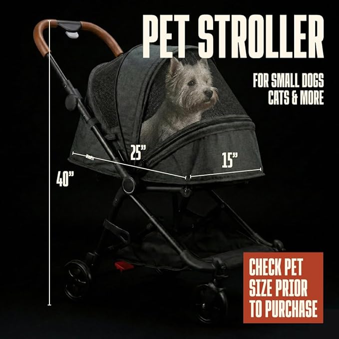 Pet Stroller for Small & Medium Dogs & Cats Lightweight Foldable Travel Stroller with Smooth 4-Wheel Ride, Breathable Mesh, Storage Basket & Aluminum Frame Comfortable & Easy to Maneuver