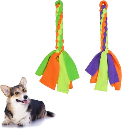 2 Pack Dog Fleece Rope Toy - Tug of War Rope,Interactive Dog Toys,Dog Flirt Pole Replacement Toys for Chase, Chew & Exercise & Training