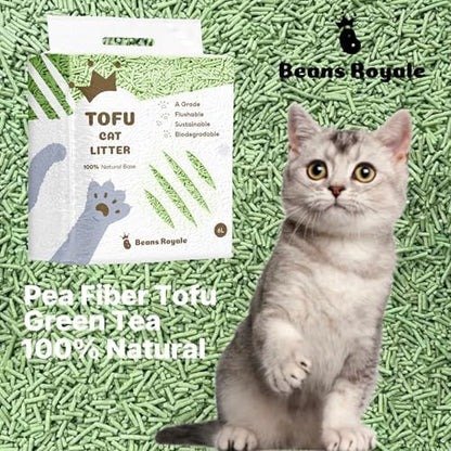 2pcs Pack (6L x 2) Tofu Cat Litter, Clumping Kitty Litter, Flushable,Pea Fiber,Dust Free, Odor Control, Low Tracking, Lightweight (Green Tea) - Image 4