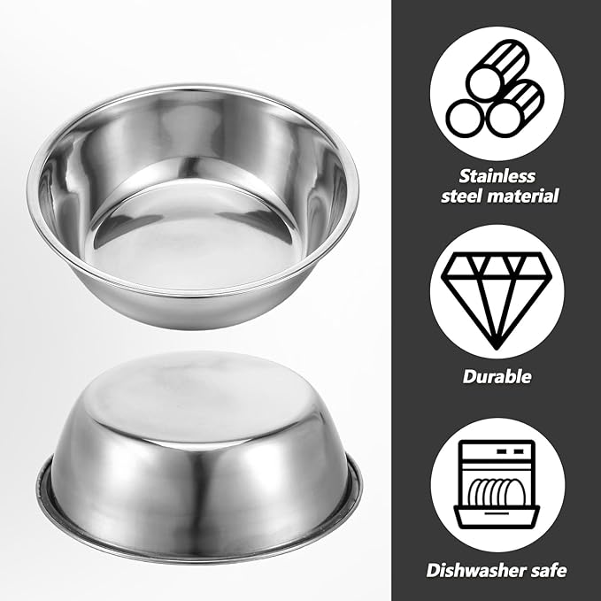 2 Pack Metal Cat and Dog Small Bowls, Stainless Steel Dog Bowls, Dogs Water and Food Bowl Set, Pet Dishes for Small Dogs and Cats