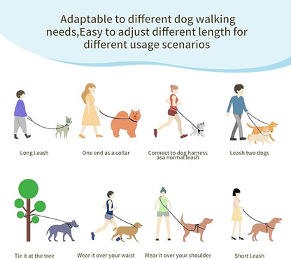 Hands Free Dog Leash, 4.25FT - 9FT Multifunctional Crossbody Waist Leash for Dogs Walking Reflective Running Dog Leashs for Medium and Large Dogs Walking,Jogging,Running,Training (Blue)
