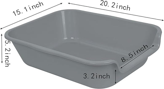 1 Pack Extra Large Dog Litter Box Pan Tray (ABS Material), Low Entry Jumbo Senior Litter Boxes for Multiple Kitten Big Cats, Pet Safe Indoor Dog Potty (Dark Gray, 20" L x 15" W)