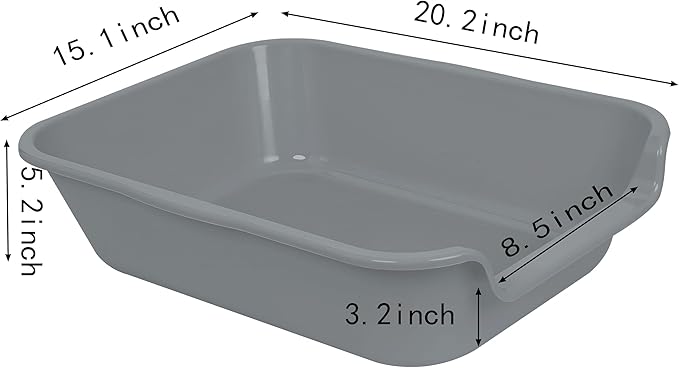 2 Pack Extra Large Dog Litter Box Pan Tray (ABS Material), Low Entry Jumbo Senior Litter Boxes for Multiple Kitten Big Cats, Pet Safe Indoor Dog Potty (Dark Gray, 20" L x 15" W)