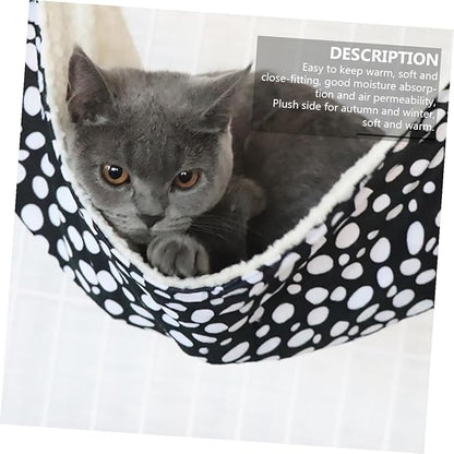 TOYANDONA Double-Sided Breathable Cat Den Hanging Hammock Small 27x27cm Black and White Polka Dot Cotton Cat Sleeping Bed for Indoor Pet
