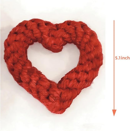 Valentine Dog Toy 2-Pack | Heart&Bone Rope Knot Chew Toys | Durable for Medium Large Dogs with Chewing Behavior | Teeth Cleaning Interactive Toys