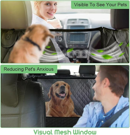 Vailge 100% Waterproof Convertible Dog Car Seat Covers, Waterproof Dog Seat Cover with Mesh Window, Heavy Duty seat Cover for Dogs, Dog car Hammock Pet Seat Cover for Cars Trucks suvs,Black,Standard
