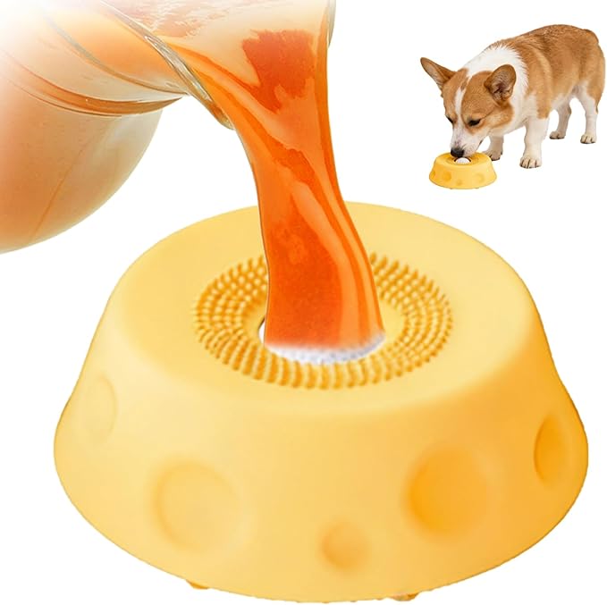 2026 new Upgrade Slow Feeder Dog Bowls - Interactive Liquid Slow Feeding Toys,Dog Lick Sphere | Dog Licking Bowl with Ball | for Yogurt Liquid Dietary Supplement Post-Op Nutrition (Yellow)