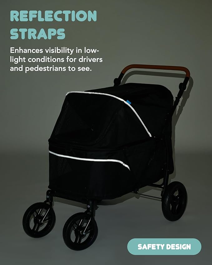 Pet Stroller for Large Dogs up to 110lbs, Large Pet Stroller for Multiple Pets, All-Terrain with Adjustable Handle & Mesh Dual-Window, 1680D Waterproof Oxford Fiber