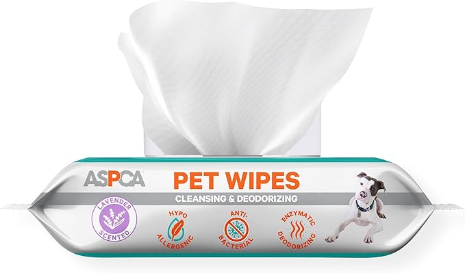 ASPCA Grooming Wipes Hypoallergenic for Dogs & Cats of All Ages, Cleansing & Deodorizing - Lavender Scented - 100pk