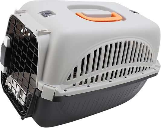Greensen Plastic Pet Carrier, Lightweight Portable Transport Box for Dogs, Easy to Assemble 18.9x12.6x12.6in Ideal for Travel and Vet Visits (Black)