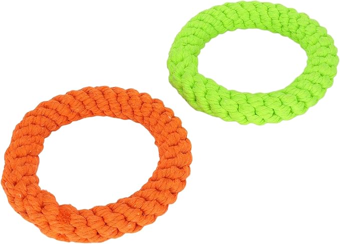 2pcs Rings Dog Toy, Cotton Rope Dog Chew Toys Puppy Rope Training Toys, Pets Interactive Tug Toys for Samll Medium Dogs Teething Cleaning Training and Playing