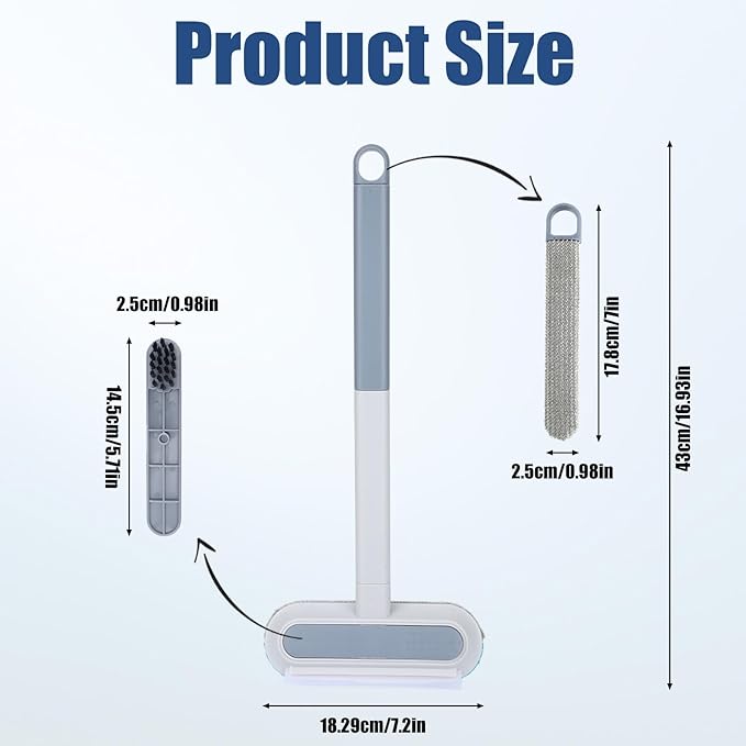 Pet Hair Removal Tool & 2 Cleaning Brushes, Multifunctional Pet Hair Remover Reusable Washable Dog Cat Fur Cleaning Broom for Carpet Sofa Furniture Window Tile