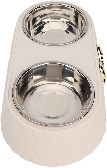 Pet Dog Bowls, Stainless Steel Dog Bowl with Non Skid Silicone Mat Pet Food Scoop Water and Food Feeder Bowls for Feeding Small Medium Large Dogs Cats Puppies (Beige)