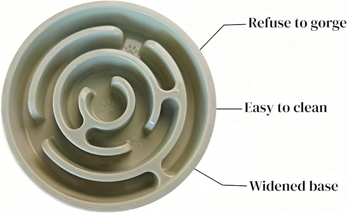 Pet Slow Feeder Bowl - Anti-Choking Maze Design, Universal for Dogs & Cats, Anti-Slip & Anti-Tip (Bowl-Light Green)