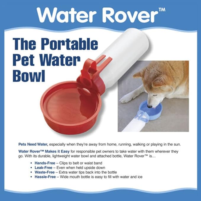 Water Rover Portable Pet Water Bottle Dispenser for Dogs - Made in America - Bigger (Blue)