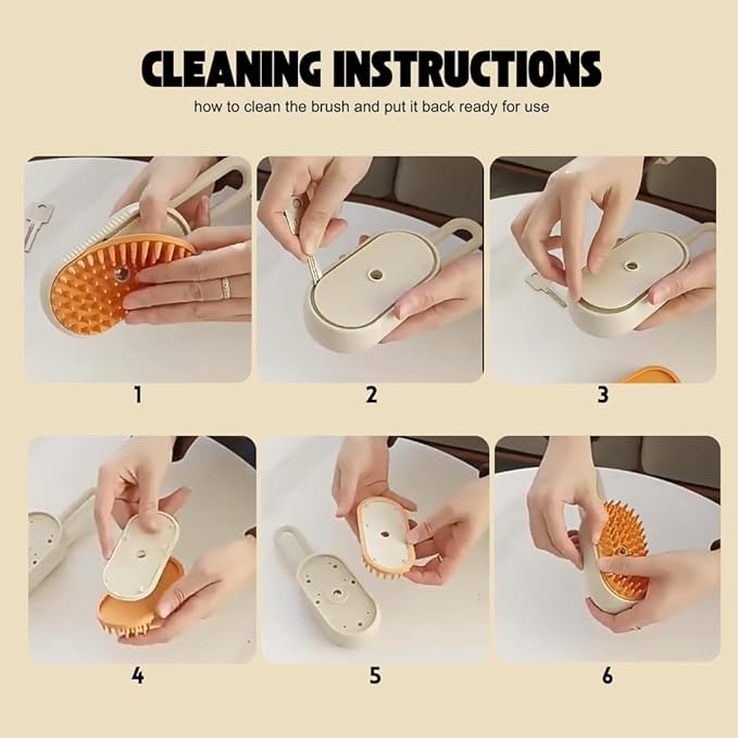 MNSK Cat Steam Brush, 3 in 1 Steamy Silicone Massage Grooming Brush for Cat and Dog, for Massage, Tangled And Hair Loss Remover (Cream)