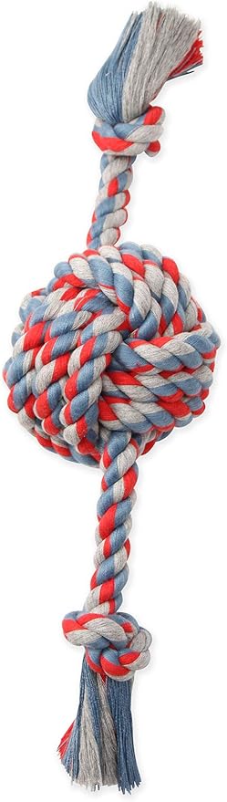 Mammoth Pet Products Flossy Chews Color Monkey Fist Ball with Rope Ends, Large, 18-Inch, multi (20096F)