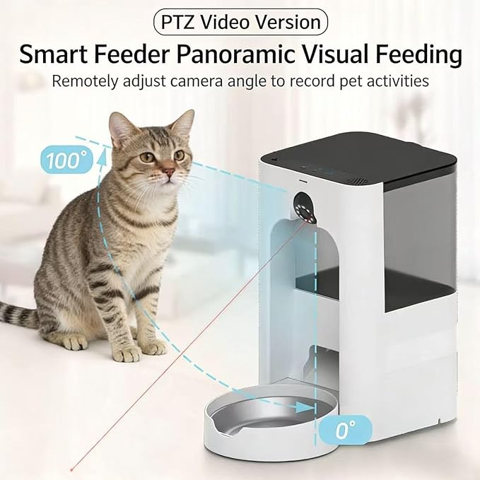 Automatic Smart Feeder with Laser Toy & Pet Camera - WiFi Cat Feeder & Dog Feeder with 2-Way Audio, Night Vision, App Control, Voice Recording, Portion Control, Easy Clean - for Cats & Dogs