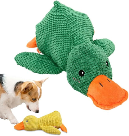 2024 New Quack-Quack Duck Dog Toy, Durable The Mellow Dog Calming Duck Dog Toy, Yellow Stuffed Dog Cat Pet Squeak Chew Toys for Dogs Indoor Puppy (B)