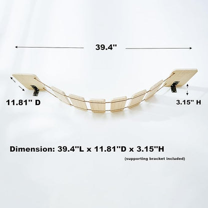 Wall-Mounted Cat Bridge & Shelf – Multi-Functional Climbing Step with Natural Sisal Rope, DIY Feline Highway for Kittens to Large Cats