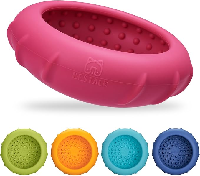 Dog Lick Bowl, Bestalk Wobbly Freeze Bowl Enrichment Feeder for Dogs, Anxiety Relief Lick Mat Puzzle Toy for Distraction, BPA Free Silicone, Dishwasher Safe(Rose,L)
