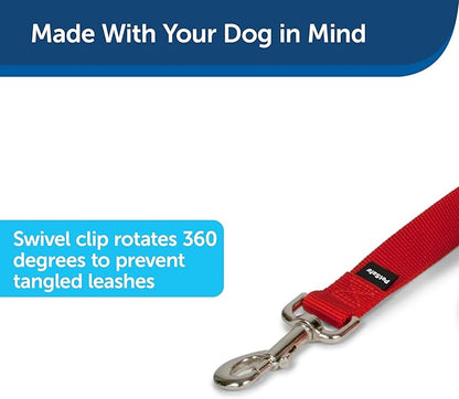 PetSafe Nylon Dog Leash – Strong, Durable, Traditional Style Leash with Easy to Use Bolt Snap for Small, Medium and Large Dogs – 3/8" x 6', Red
