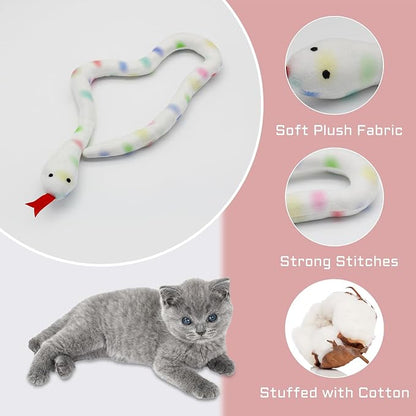 Andiker 2PCS Snake Cat Toys, 23.6 Inches Long Realistic Snake Shape Cat Plush Toy with Bite-Resistant Fabric Interactive Cats Toy for Indoor Cats to Bite Chew Keep Teeth Clean (Yellow&Green)