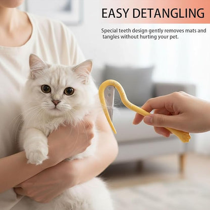 Pet Grooming Set, Yellow, Tear Stain Removal Comb with Knife Tool, Rounded Tips for Dogs and Cats, Daily Use,2pack