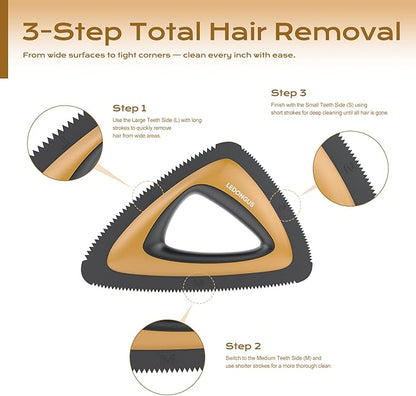 Pet Hair Remover for Car and Home - Multi-Surface Fur Removal Tool for Car Interiors, Furniture, Couch, Carpet, and Bedding | Portable and Effective Cat & Dog Hair Remover(Terracotta Gold)