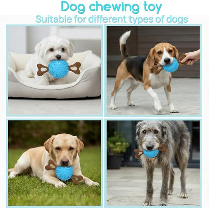 Dog Toys,Hybrid Dog Chew Toy for Aggressive Chewers, 2-in-1 Durable Wood-Plastic Bone & TPR Spike Ball, Natural Wood Scent, Integrated Safe Design for 20-100 lbs Medium Large Breeds