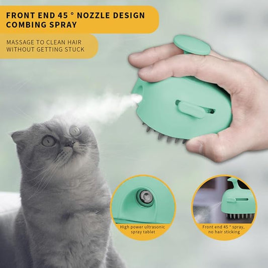 Cat Steam Brush for Shedding, 4 in 1 Rechargeable Steam Brush for Cats and Dogs, Anti-Static, Massage, Cleaning, Shedding & Combing All in One!