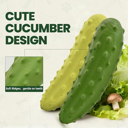 Tough Squeaky Dog Toys, Durable Dog Chew Toy with Natural Rubber, Teething Toys for Medium Large Breeds, Cucumber Pickle Shape