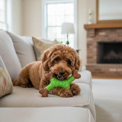 SPOT Bam-Bones Dental X-Bone - Made with Bamboo Fiber and a Massaging Rubber Center to Keep Teeth Clean, Durable Oral Care Dog Chew for Light Chewers & Teething Puppies Under 25lbs, 6in, Apple Flavor