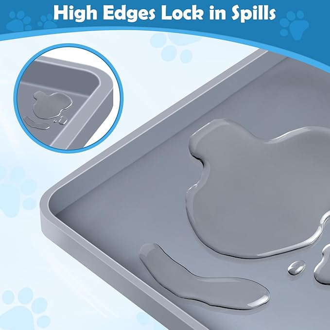Dog Pee Pad Holder, Dog Potty Tray Silicone Puppy Pad Holder Tray Fits for 27" x 27" Training Pads, Puppy Potty Tray with 4 Clamps No Spill Raised Lip High Edge for Floor Protection (Dark Grey)