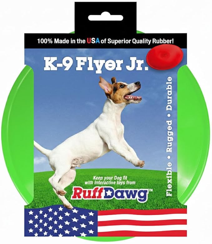 Ruff Dawg K9 FlyerJR – Durable, Flexible Flying Disc Dog Toy for Fetch – Safe for Teeth & Gums – High-Visibility Neon Colors – Ideal for Outdoor Play & Exercise