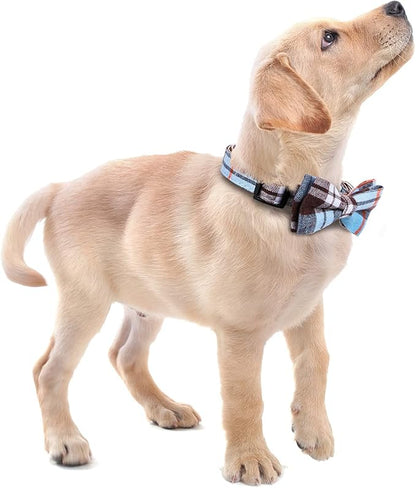 Faleela Soft &Comfy Bowtie Dog Collar,Detachable and Adjustable Bow Tie Collar,for Small Medium Large Pet (M, Blue)