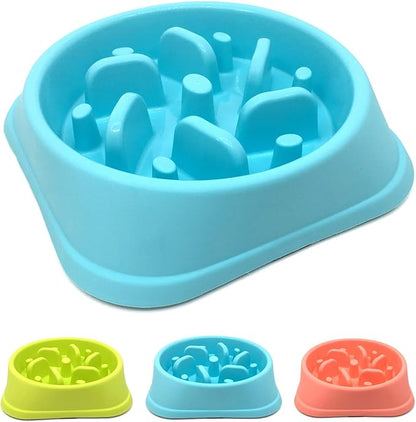 WenYing Slow Feeder Puzzle Dog Bowls, Interactive Bloat Stop Bowl, Food Water Fun Feeding, Non-Slip Anti Choke Healthy Diet, Blue